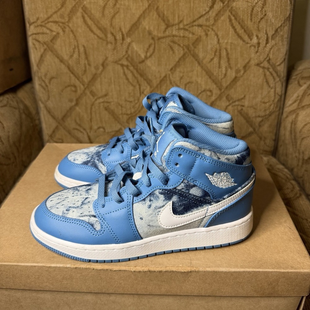 Jordan Air Jordan 1 Mid Kids 5Y Women's 6.5 Blue/White Tie Dye DM8951-400